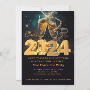 Invitation À la nouvelle année   Champagne pétillant