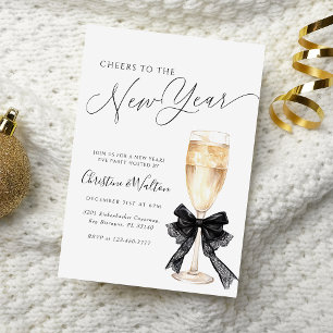 Invitation À la nouvelle année Élégant Champagne Nouvel An