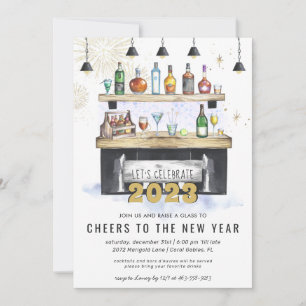 Invitation À la nouvelle année   Fête de cocktails des Fêtes