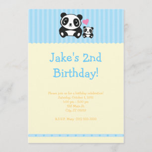 Invitation à la Panda Party - Blue & Cream