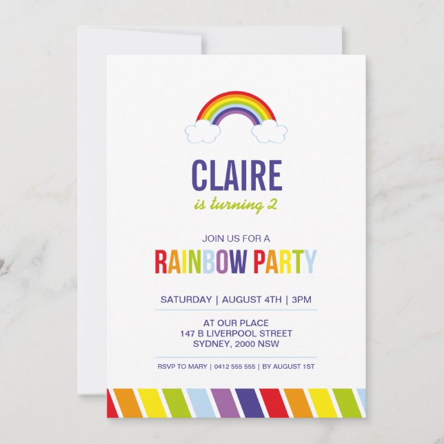 Invitation à la partie arc-en-ciel (Devant)