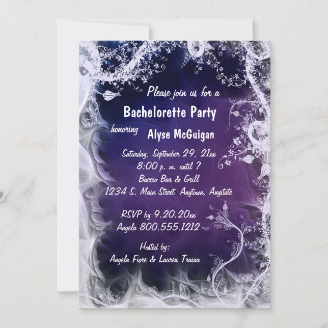 Invitation à la partie de bachelorette de Purple S (Devant)