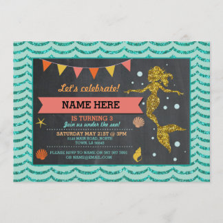 Invitation à la Parties scintillant de corail d'or