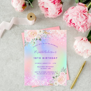 Invitation à la parties scintillant fleurie rose r