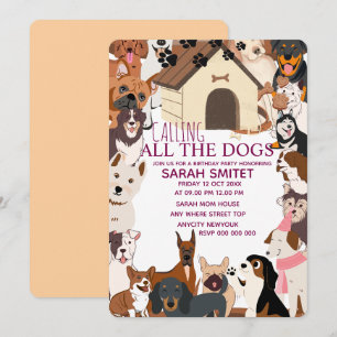 Invitation à la pawty de l'anniversaire de chien d