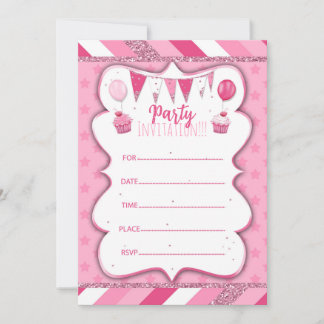 Invitation à la Pinky Party à écrire à la main pou