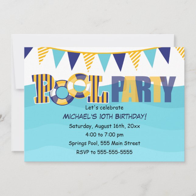 Invitation à la piscine Enfants ou adultes (Devant)