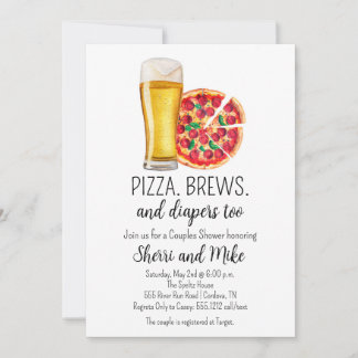 Invitation à la pizza et au Baby shower de la bièr
