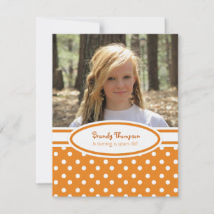 Invitation à la Polka Dot Party Orange and White