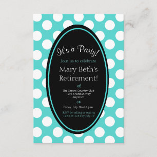 Invitation à la Polka Dot Party Turquoise personna