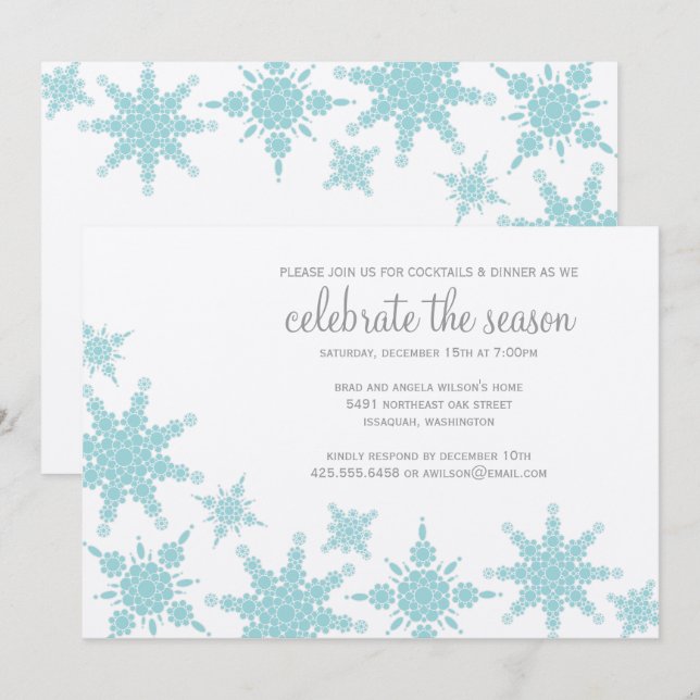 Invitation à la polka Dot Snowflake (Devant / Derrière)