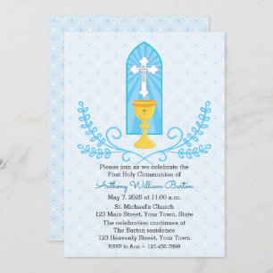 Invitation à la première communion Chalice et Cros