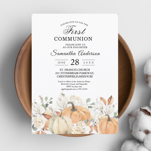Invitation à la première communion | Citrouilles a (Créateur téléchargé)