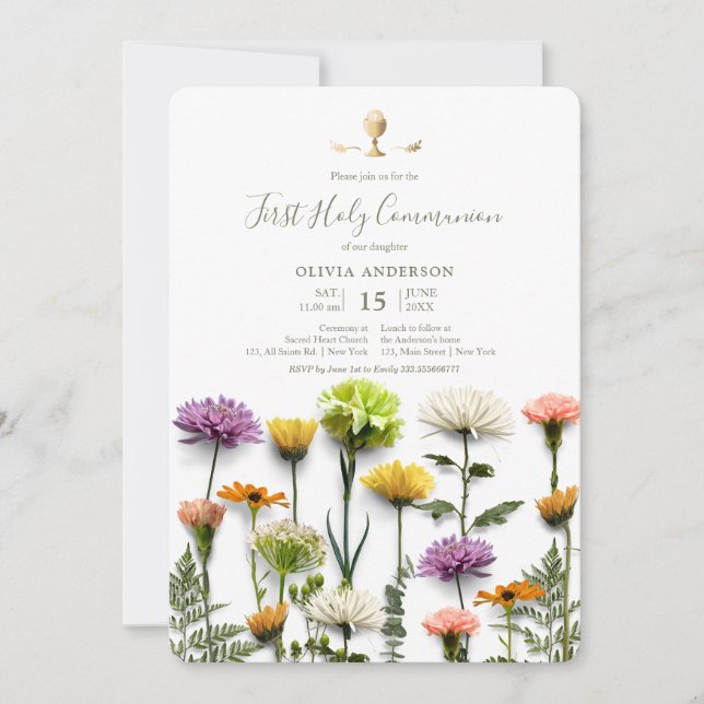 Invitation à la première communion du jardin flora (Devant)