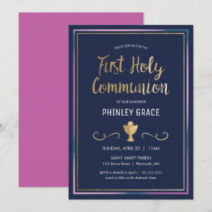 Invitation à la première communion - Élégante, sim