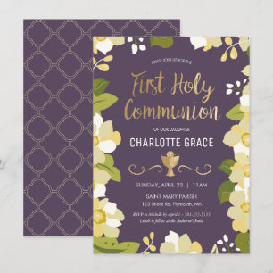 Invitation à la première communion, Floral avec l'