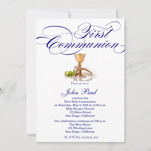 Invitation à la première communion moderne et élég (Devant)