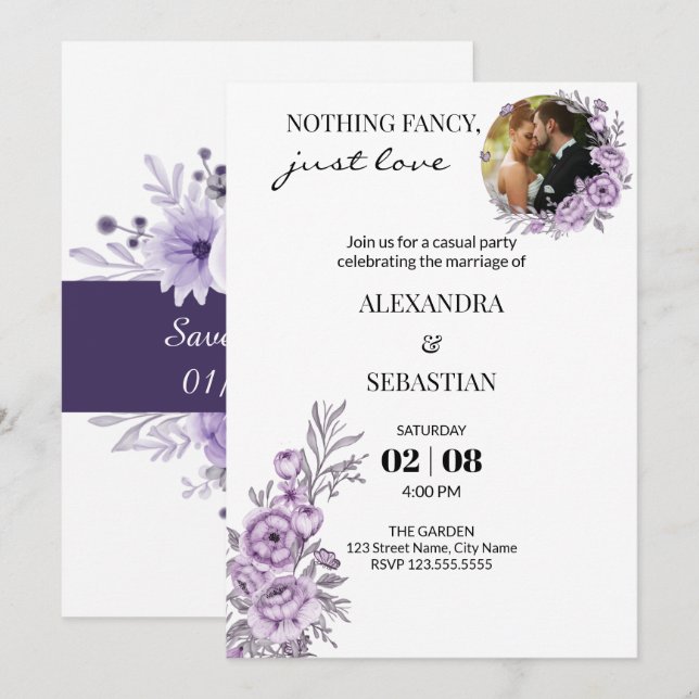 Invitation à la réception de mariage (Devant / Derrière)