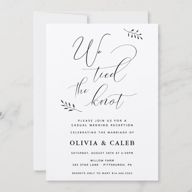Invitation à la réception de mariage décontractée (Devant)