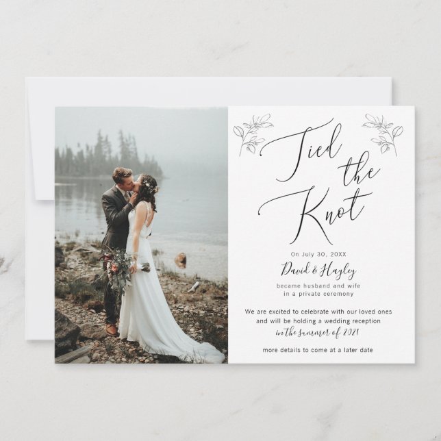 Invitation à la réception de mariage noué (Devant)