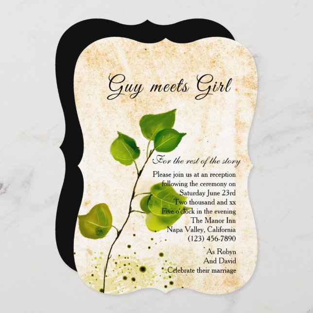 Invitation à la réception Décontractée Feuille Asp (Devant / Derrière)