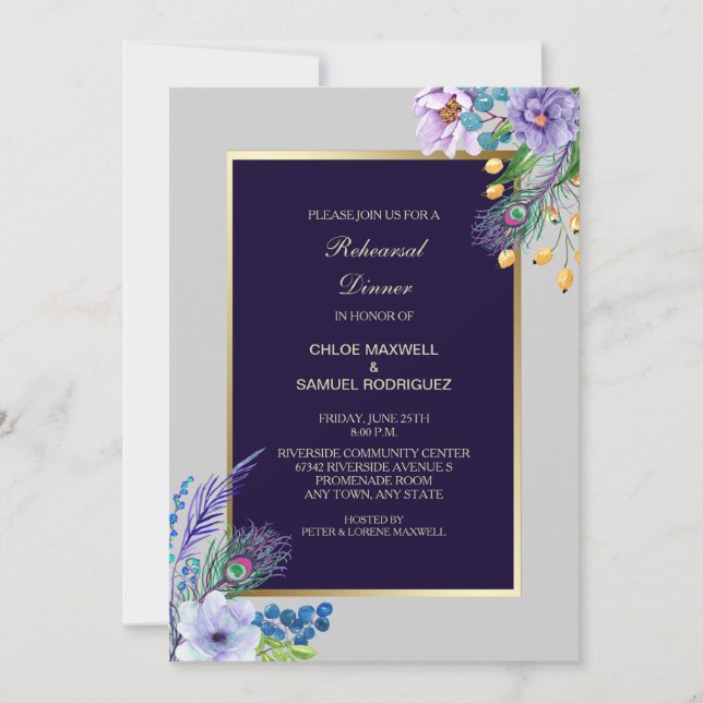 Invitation à la répétition du Mariage Floral Boho  (Devant)