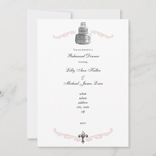 Invitation à la répétition "Mariage Cake"/à la dou (Devant)
