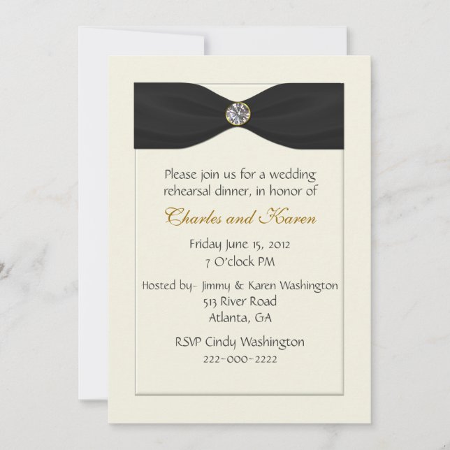 Invitation à la répétition Mariage en ivoire (Devant)