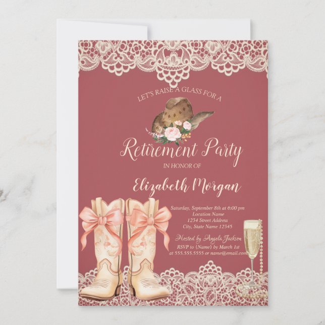 Invitation à la retraite de dentelle pour Casquett (Devant)