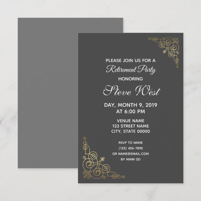 Invitation à la retraite personnalisable filigree  (Devant / Derrière)