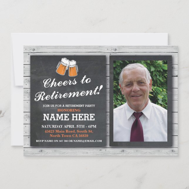 Invitation à la retraite Photo Cheers Beers Pub Pa (Devant)