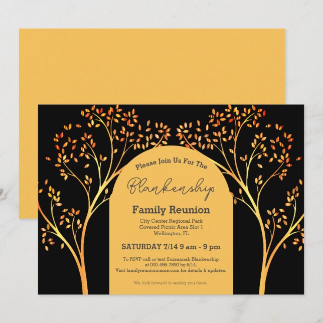 Invitation à la réunion de famille d'oranges d'or (Devant / Derrière)