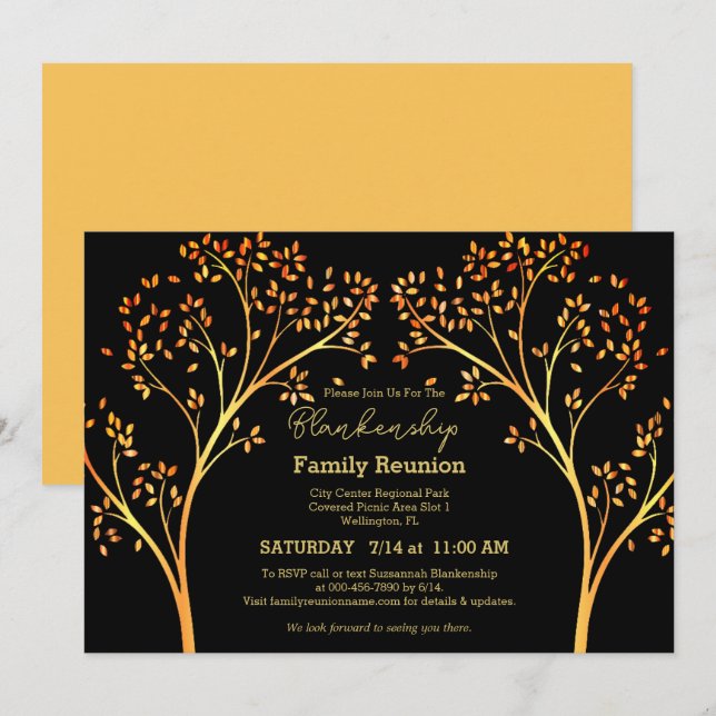 Invitation à la réunion de famille d'oranges d'or (Devant / Derrière)