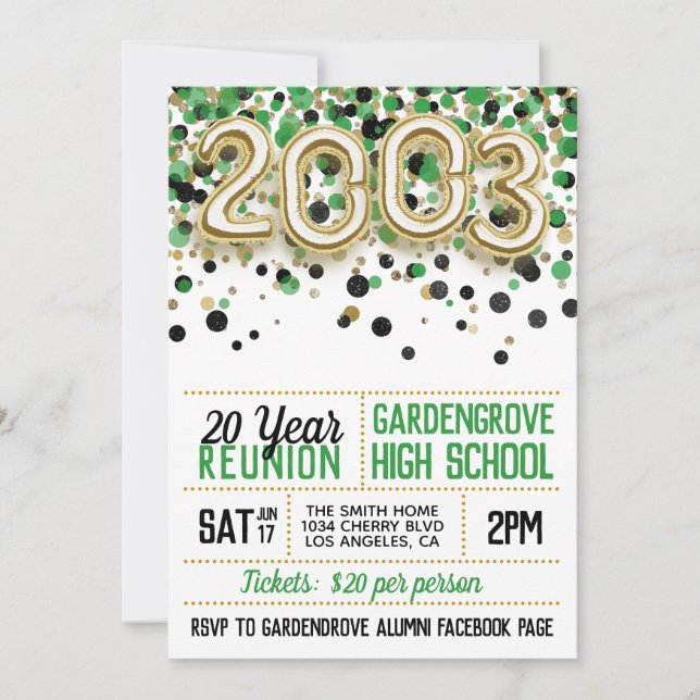 Invitation à la réunion du collège 2003 (Devant)