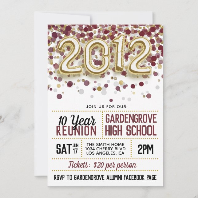 Invitation à la réunion du lycée 2012 (Devant)