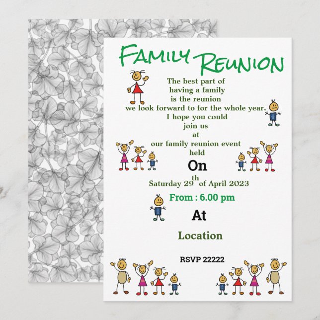 Invitation à la réunion familiale (Devant / Derrière)