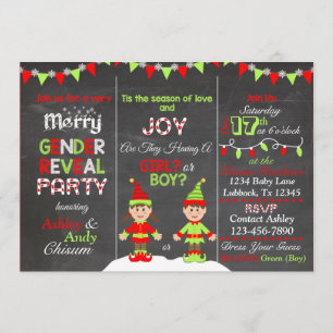 Invitation à la révélation de genre Elf Noël
