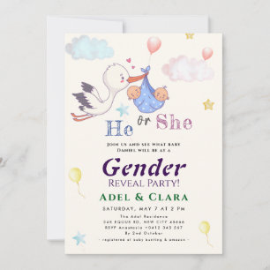 Invitation à la révélation du sexe de bébé
