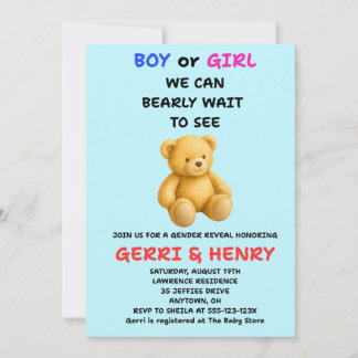 Invitation à la révélation du sexe de l'ours en pe