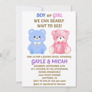 Invitation à la révélation du sexe de Teddy Bear