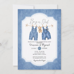Invitation à la révélation du sexe du bébé Blue Je
