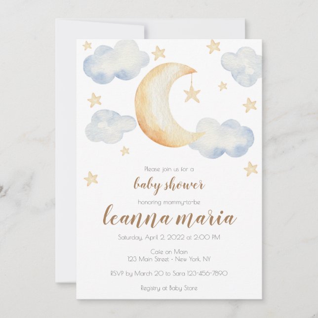 Invitation à la révélation du sexe du bébé Shower  (Devant)
