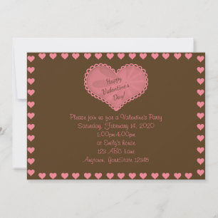 Invitation à la Saint Valentin au coeur Brown et r
