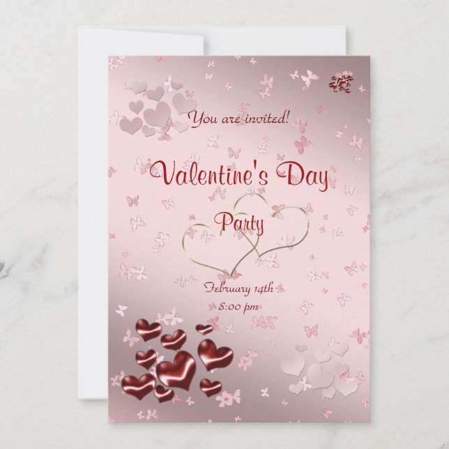 Invitation à la Saint Valentin au coeur rouge (Devant)