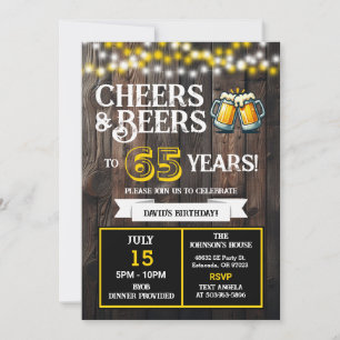 Invitation À la santé et bières pour 65 ans de fête d'anniver