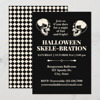 Invitation à la Skele-bration d'Halloween Crânes R