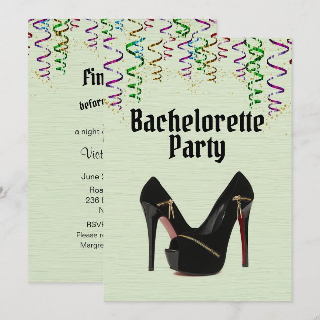Invitation à la soirée Bachelorette verte avec RSV (Devant / Derrière)