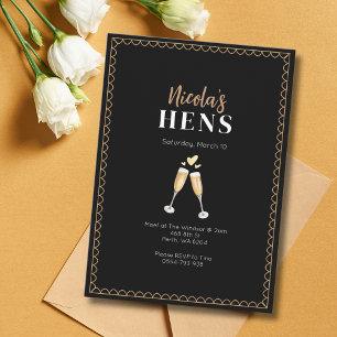 Invitation à la soirée Champagne Hens Gold Classy