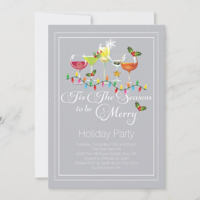 Invitation à la soirée Cocktail Be Merry Holiday (Devant)