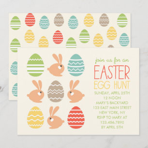 Invitation à la soirée Cute Bunnies et Oeufs de Pâ